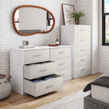 45" White Fabric Wood and Steel Six Drawer Double Dresser - HomeRoots - Flyclothing LLC
