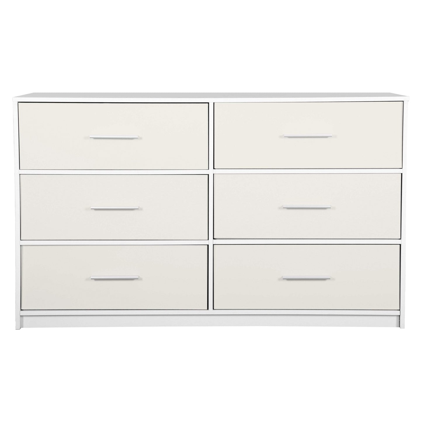 45" White Fabric Wood and Steel Six Drawer Double Dresser - HomeRoots - Flyclothing LLC