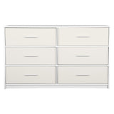 45" White Fabric Wood and Steel Six Drawer Double Dresser - HomeRoots - Flyclothing LLC