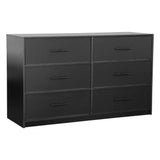 45" Black Fabric Wood and Steel Six Drawer Double Dresser - HomeRoots - Flyclothing LLC