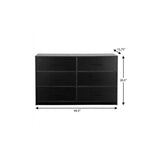 45" Black Fabric Wood and Steel Six Drawer Double Dresser - HomeRoots - Flyclothing LLC
