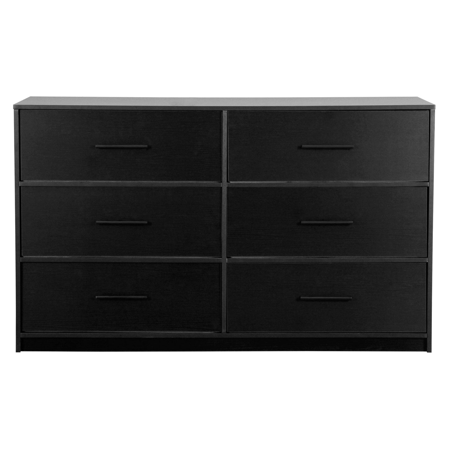 45" Black Fabric Wood and Steel Six Drawer Double Dresser - HomeRoots - Flyclothing LLC