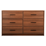 45" Walnut Fabric Wood and Steel Six Drawer Double Dresser - HomeRoots - Flyclothing LLC