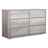 45" Gray Fabric Wood and Steel Six Drawer Double Dresser - HomeRoots - Flyclothing LLC