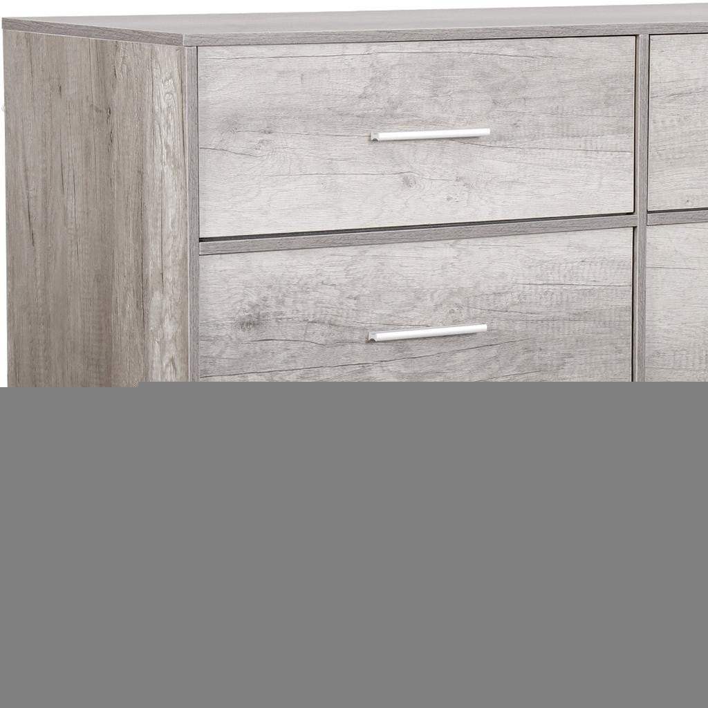 45" Gray Fabric Wood and Steel Six Drawer Double Dresser - HomeRoots - Flyclothing LLC