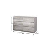 45" Gray Fabric Wood and Steel Six Drawer Double Dresser - HomeRoots - Flyclothing LLC