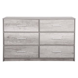 45" Gray Fabric Wood and Steel Six Drawer Double Dresser - HomeRoots - Flyclothing LLC