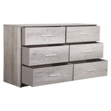 45" Gray Fabric Wood and Steel Six Drawer Double Dresser - HomeRoots - Flyclothing LLC