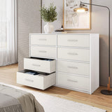 45" White Fabric Wood and Steel Eight Drawer Double Dresser - HomeRoots - Flyclothing LLC