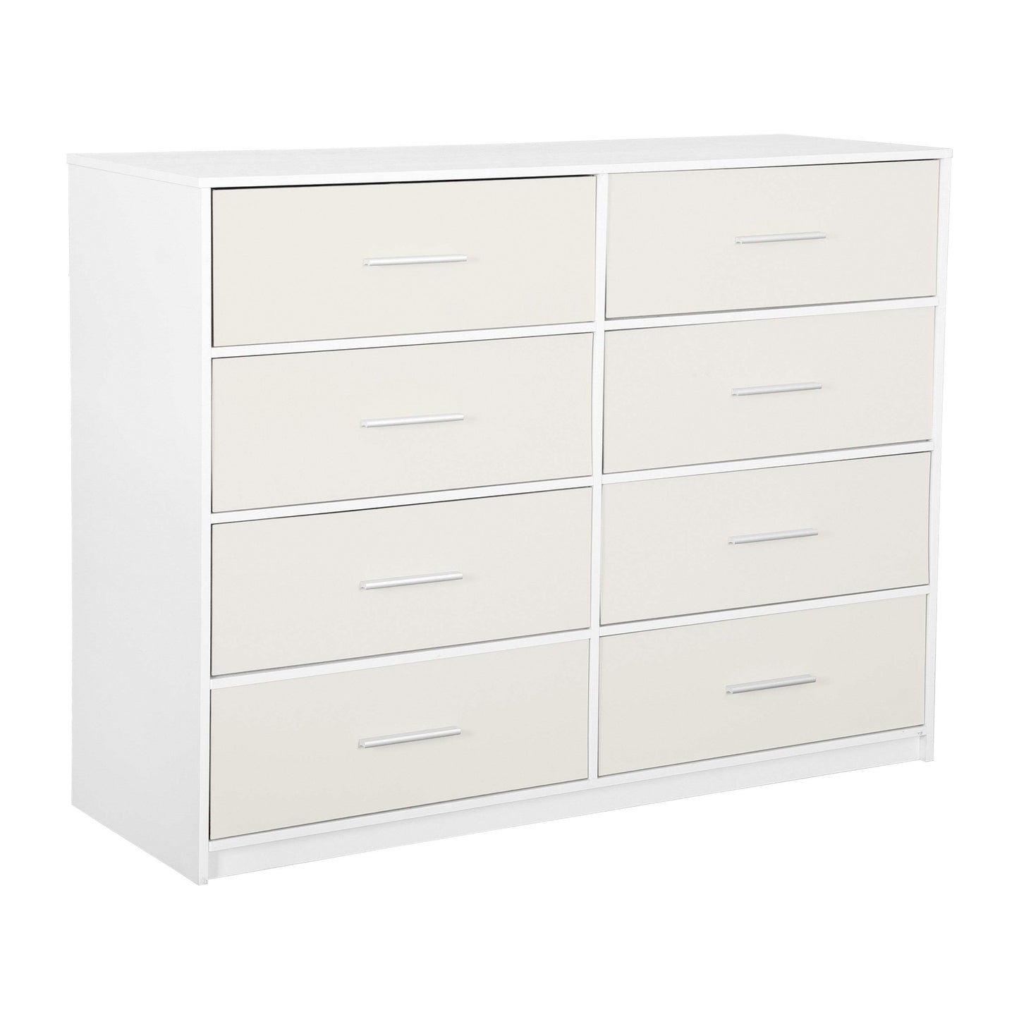 45" White Fabric Wood and Steel Eight Drawer Double Dresser - HomeRoots - Flyclothing LLC