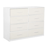 45" White Fabric Wood and Steel Eight Drawer Double Dresser - HomeRoots - Flyclothing LLC