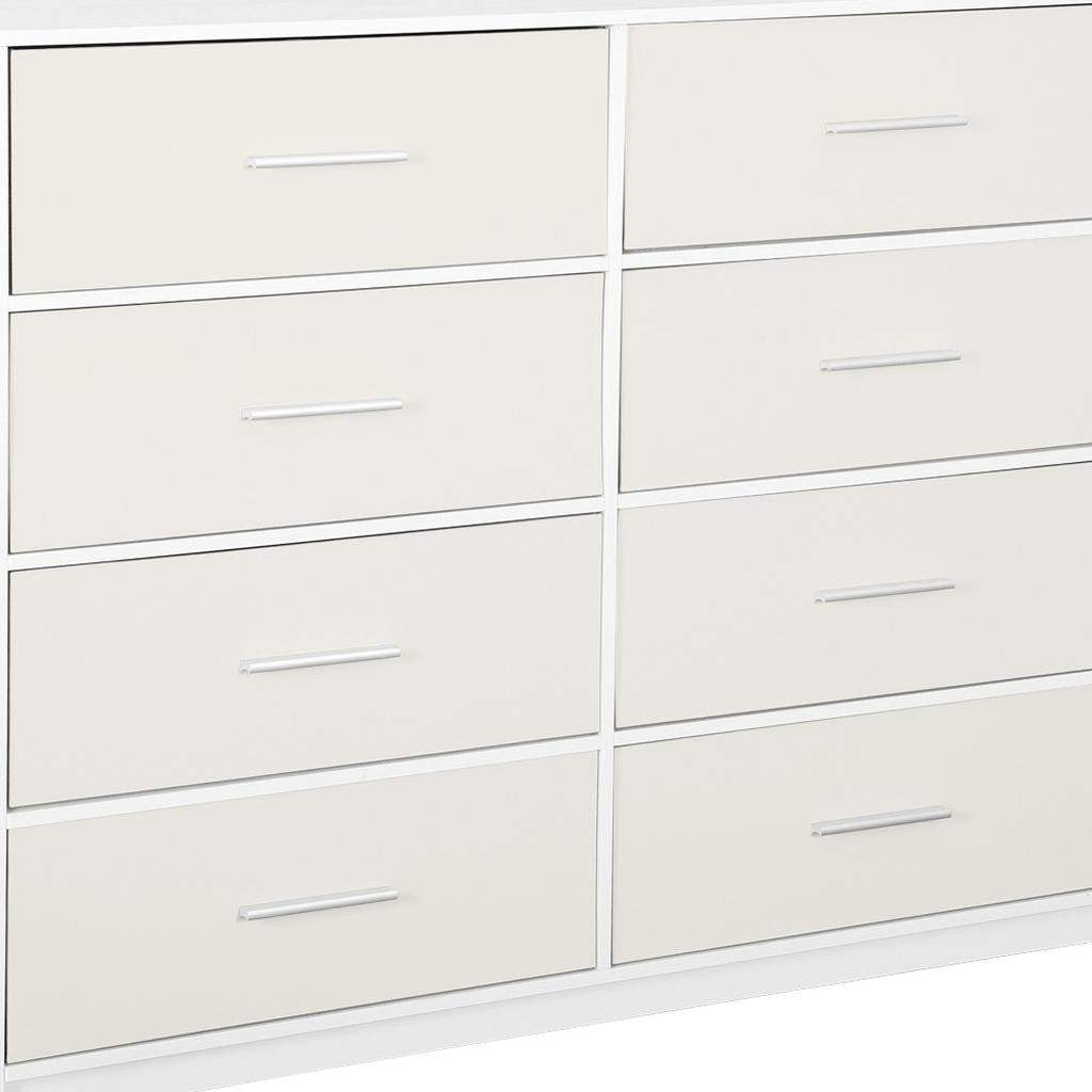 45" White Fabric Wood and Steel Eight Drawer Double Dresser - HomeRoots - Flyclothing LLC