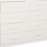 45" White Fabric Wood and Steel Eight Drawer Double Dresser - HomeRoots - Flyclothing LLC