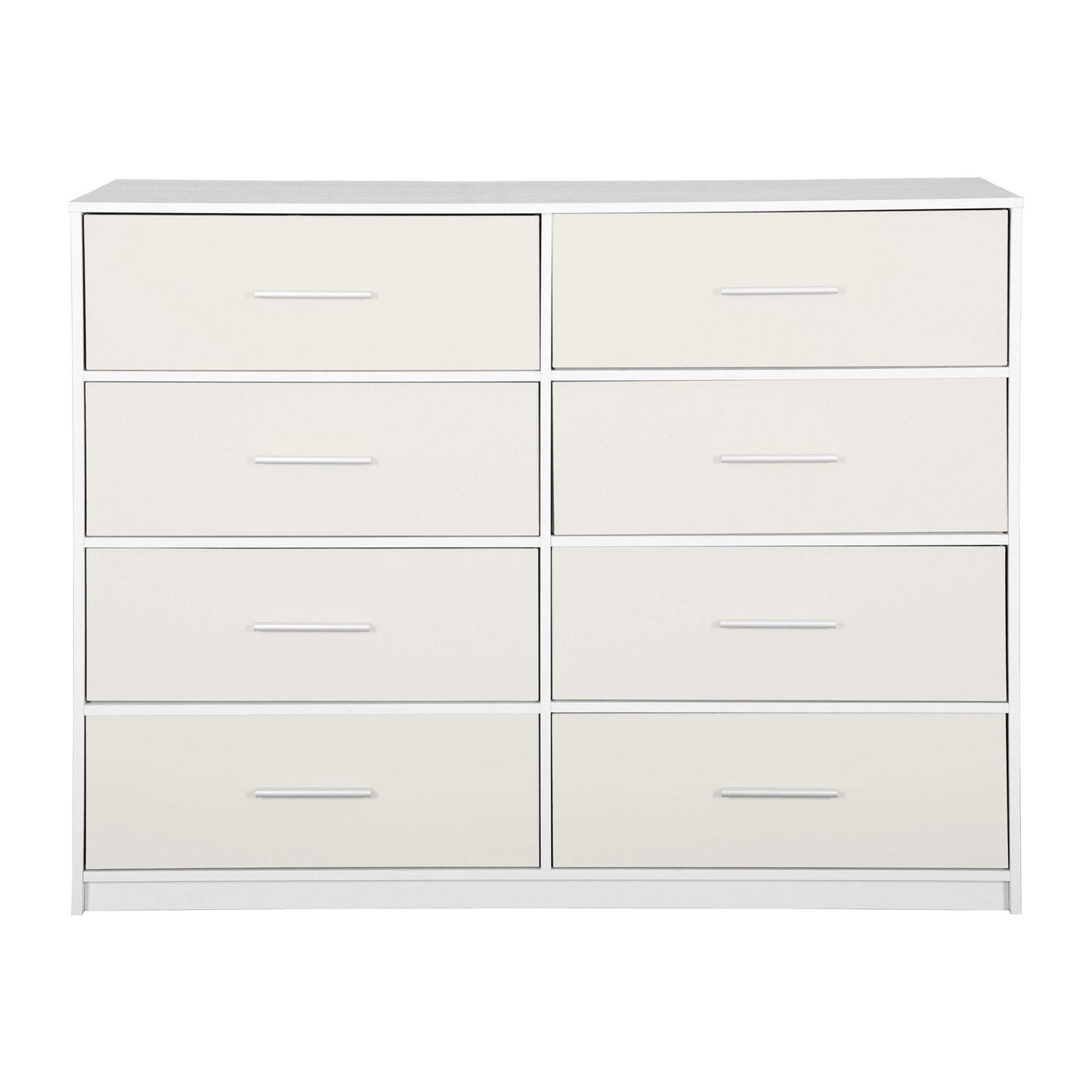 45" White Fabric Wood and Steel Eight Drawer Double Dresser - HomeRoots - Flyclothing LLC