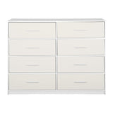 45" White Fabric Wood and Steel Eight Drawer Double Dresser - HomeRoots - Flyclothing LLC