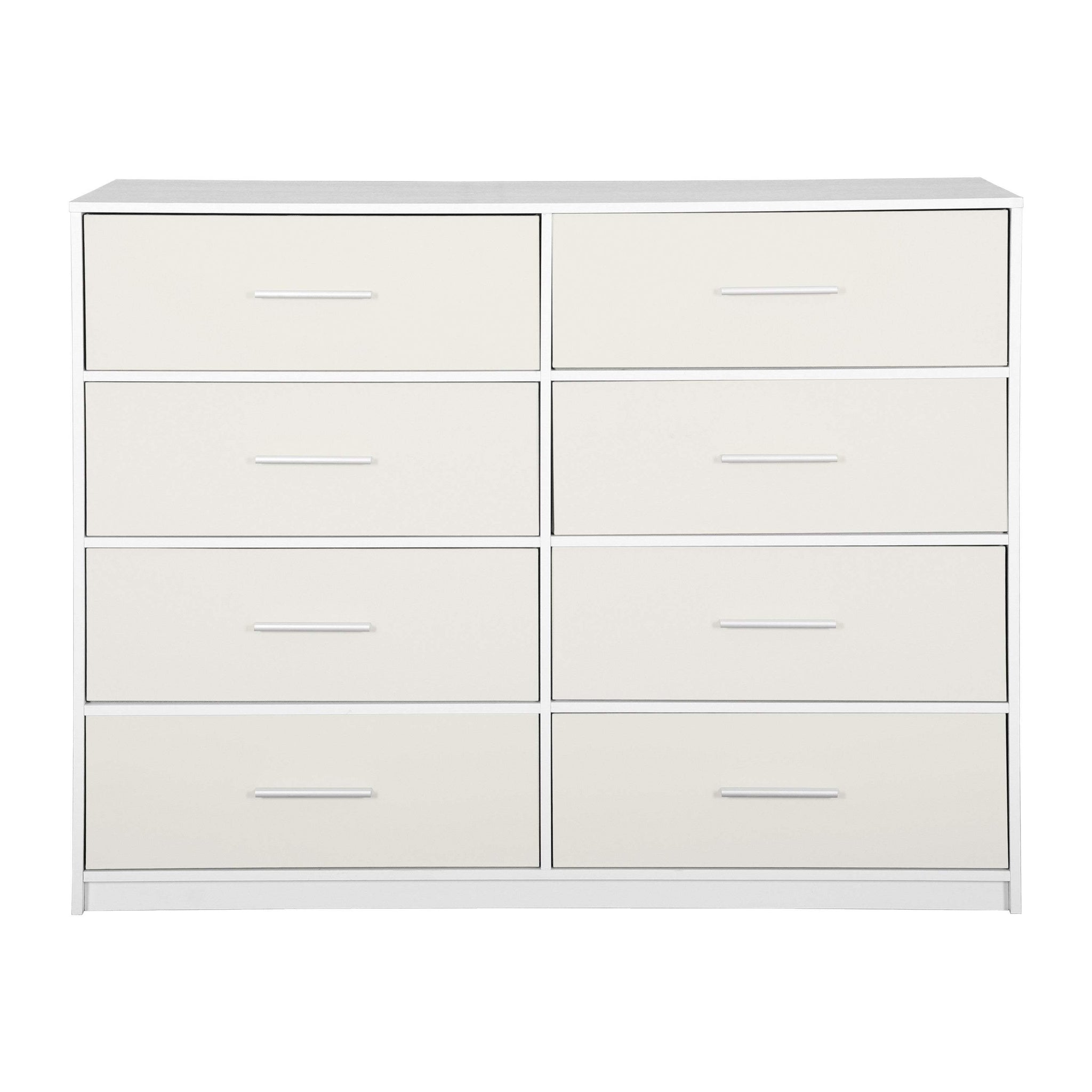 45" White Fabric Wood and Steel Eight Drawer Double Dresser - HomeRoots - Flyclothing LLC
