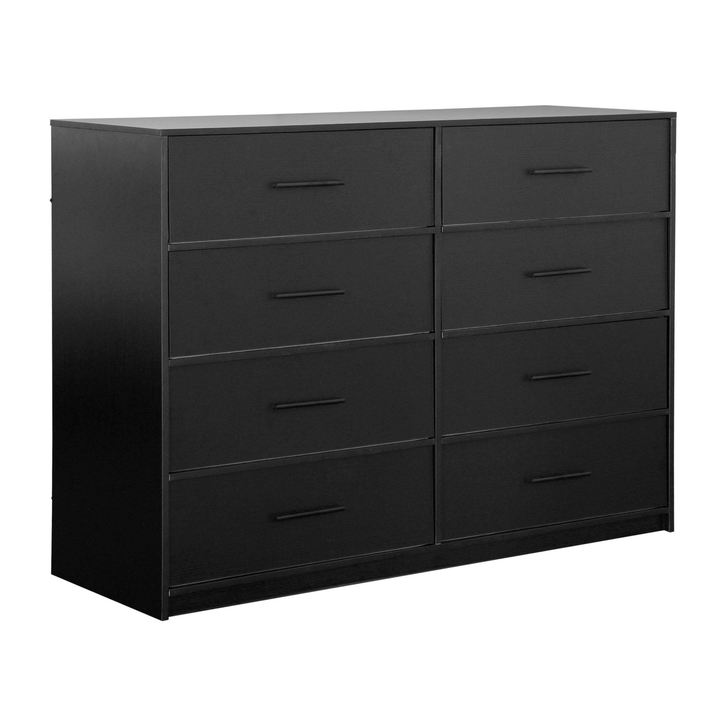 45" Black Fabric Wood and Steel Eight Drawer Double Dresser - HomeRoots - Flyclothing LLC