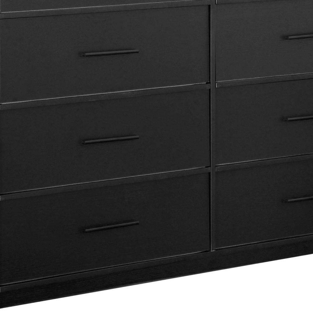 45" Black Fabric Wood and Steel Eight Drawer Double Dresser - HomeRoots - Flyclothing LLC