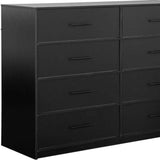 45" Black Fabric Wood and Steel Eight Drawer Double Dresser - HomeRoots - Flyclothing LLC