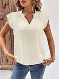 Notched Cap Sleeve Blouse - Trendsi - Flyclothing LLC
