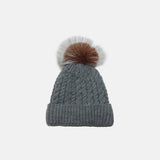 Cable Knit Winter Hat with Pompom - Trendsi - Flyclothing LLC