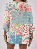 Full Size Printed V-Neck Blouse - Trendsi - Flyclothing LLC