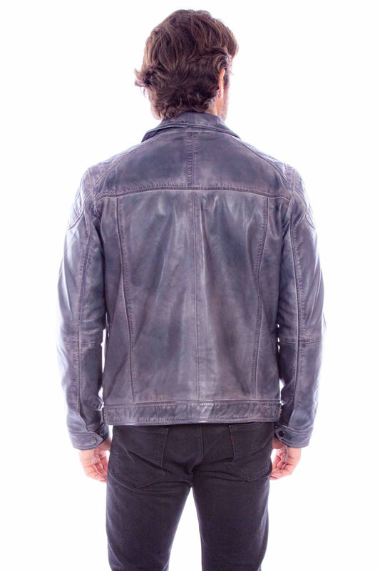 Scully Leather Mens Gray Leather Jacket
