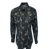 Rockmount Ranch Ware Womenâs Black Cactus & Cowboys Print Long Sleeve Western Shirt - Rockmount Clothing - Flyclothing LLC