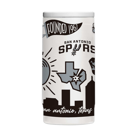 San Antonio Spurs 12oz Native Powdercoat SlimCan Coolie - Logo Brands - Flyclothing LLC
