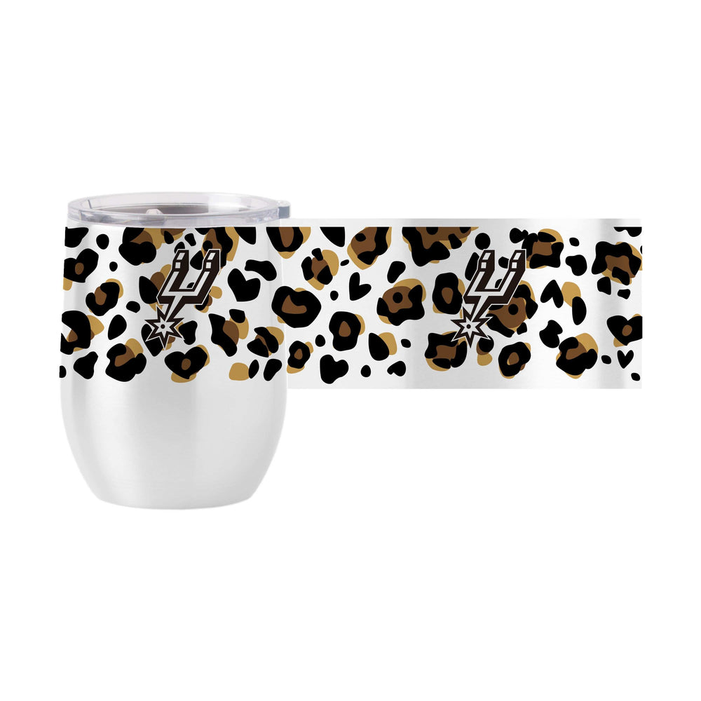 San Antonio Spurs 16oz Neutral Leopard Stainless Curved Beverage - Logo Brands - Flyclothing LLC