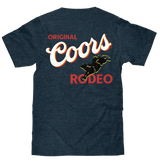 Original Coors Rodeo Cowboy Front and Back Print T-Shirt - Denim Black Heather