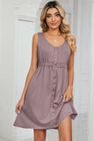 Buttoned Wide Strap Mini Dress - Trendsi - Flyclothing LLC