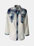 Fuzzy Button Up Long Sleeve Jacket - Trendsi