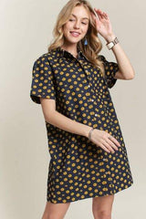 ADORA Floral Button-Up Mini Denim Dress - Trendsi - Flyclothing LLC