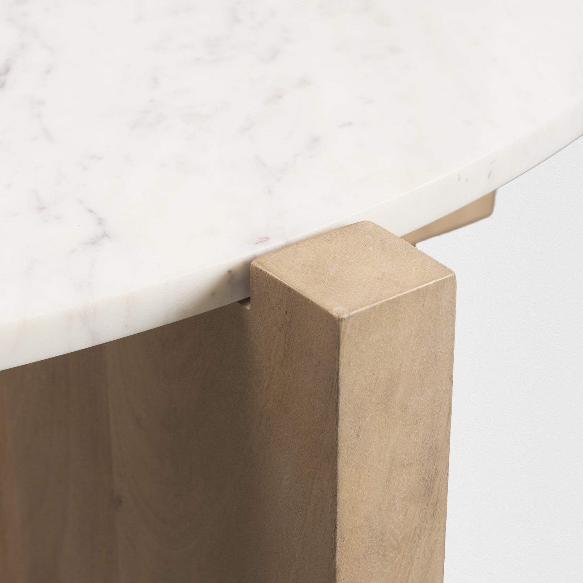 48" White and Brown Marble and Solid Wood Round Coffee Table - HomeRoots - Flyclothing LLC