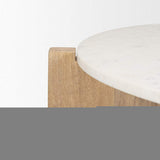 48" White and Brown Marble and Solid Wood Round Coffee Table - HomeRoots - Flyclothing LLC