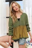 ADORA Mineral Washed Babydoll Tunic Top - Trendsi - Flyclothing LLC