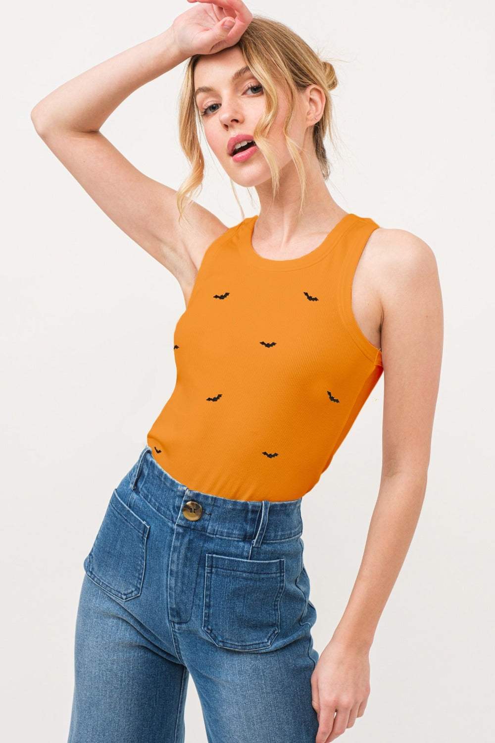 And The Why Bat Embroidered Ribbed Tank - Trendsi - Flyclothing LLC