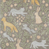 5' X 8' Taupe And Green Forest Animals And Botanical Leaves Washable Area Rug - HomeRoots - Flyclothing LLC