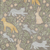 8' X 10' Taupe And Green Forest Animals And Botanical Leaves Washable Area Rug - HomeRoots - Flyclothing LLC