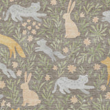 9' X 12' Taupe And Green Forest Animals And Botanical Leaves Washable Area Rug - HomeRoots - Flyclothing LLC
