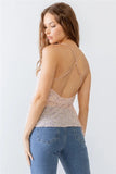 Tasha Apparel Floral Print V-Neck Criss-Cross Back Flare Cami - Trendsi
