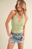 Aemi + Co Ribbed Halter Neck Cami - Trendsi