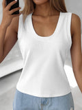 Solid Scoop Neck Tank - Trendsi