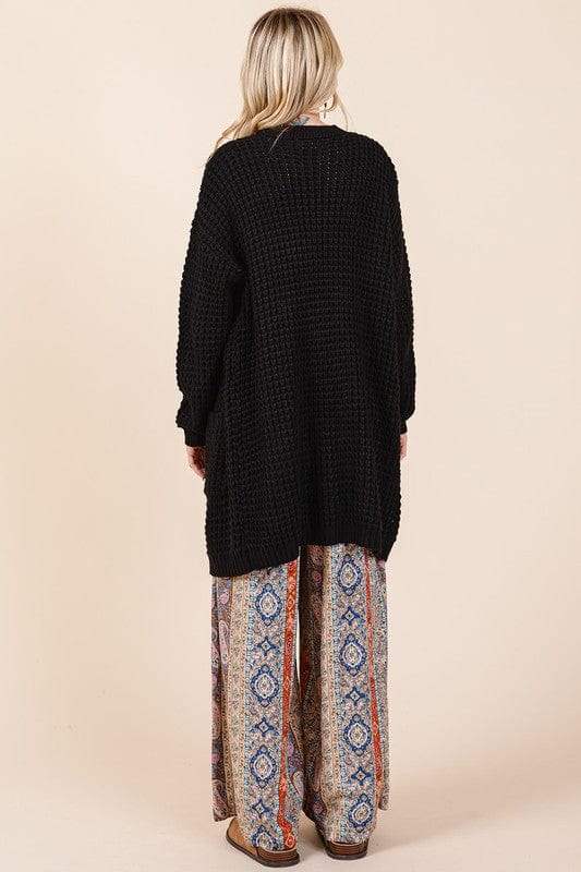 Mittoshop Open Front Long Sleeve Longline Cardigan - Trendsi - Flyclothing LLC