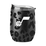 Utah Jazz Leopard 16oz Black Powdercoat Curved Beverage