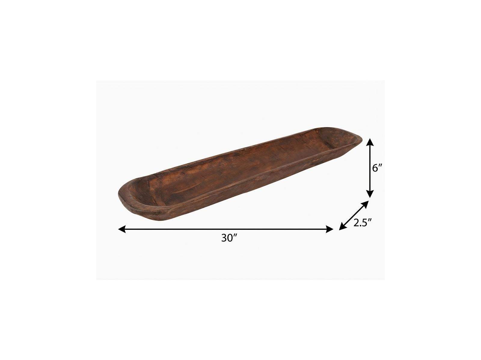 30" Brown Solid Wood Oval Dough Bowl - HomeRoots - Flyclothing LLC