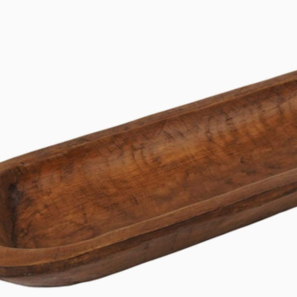 40" Brown Solid Wood Oval Dough Bowl - HomeRoots - Flyclothing LLC
