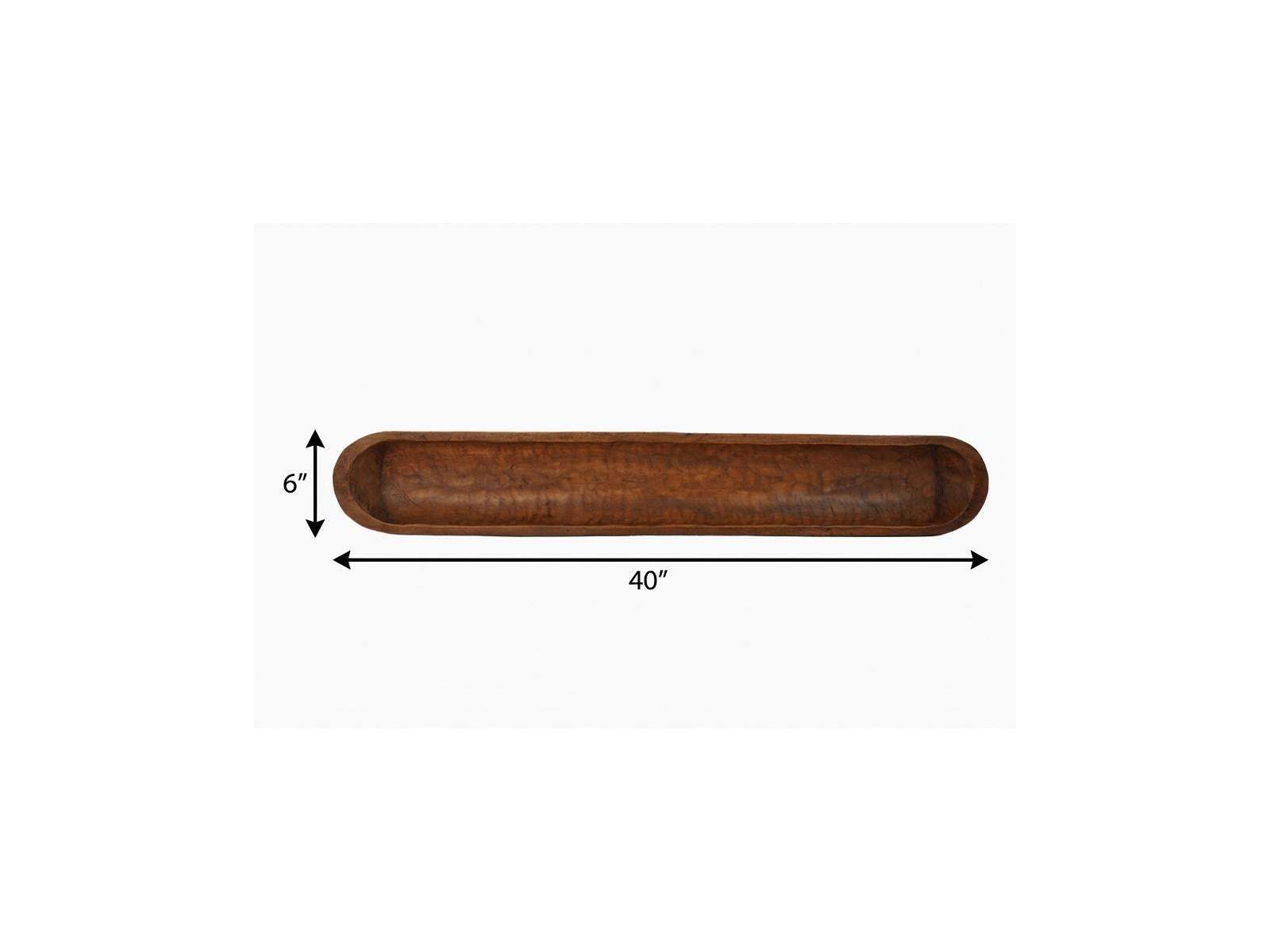40" Brown Solid Wood Oval Dough Bowl - HomeRoots - Flyclothing LLC