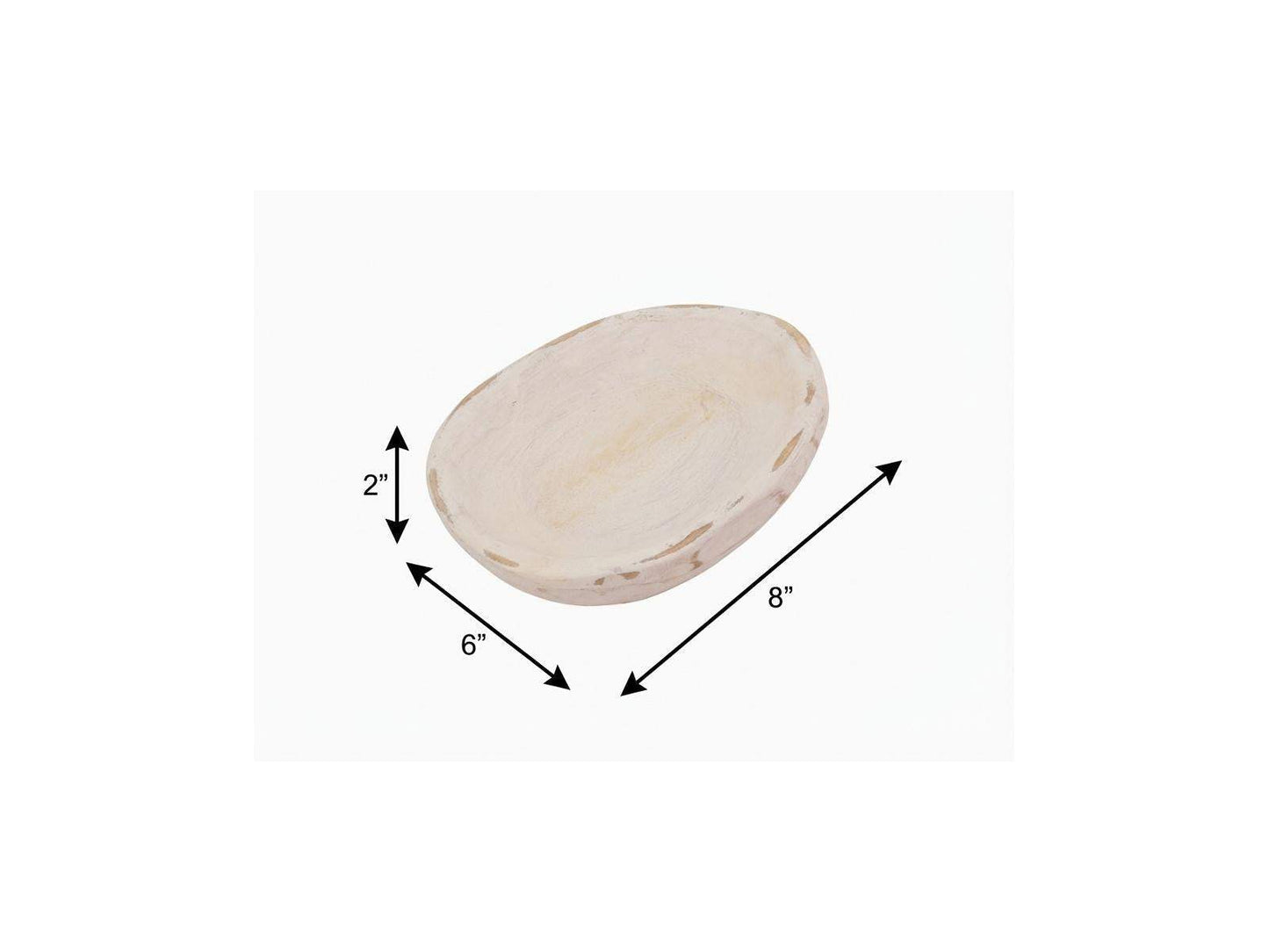 6" White Solid Wood Oval Dough Bowl - HomeRoots - Flyclothing LLC